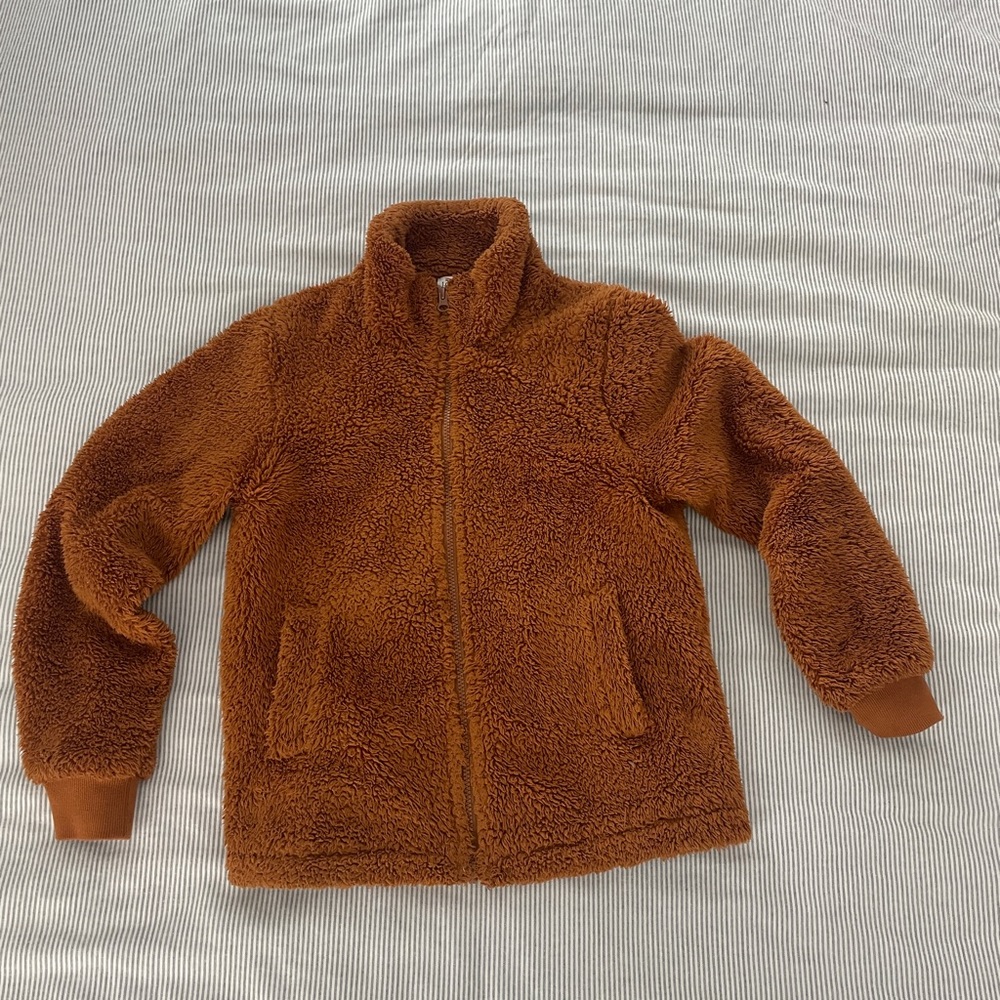 J crew teddy bear zip up; size XS
